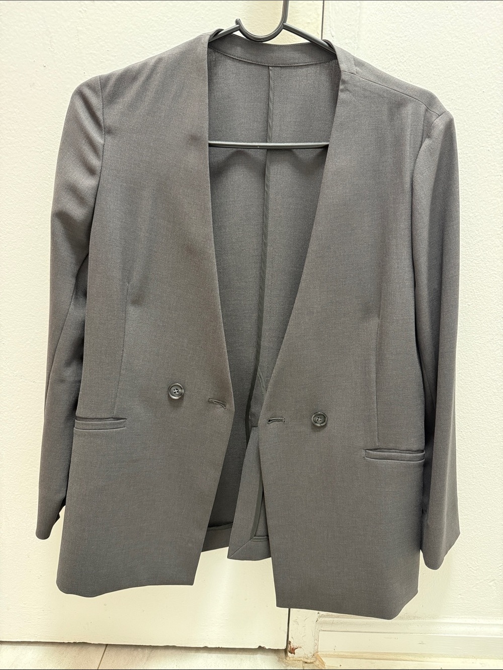Women's Gray Open-Front Blazer